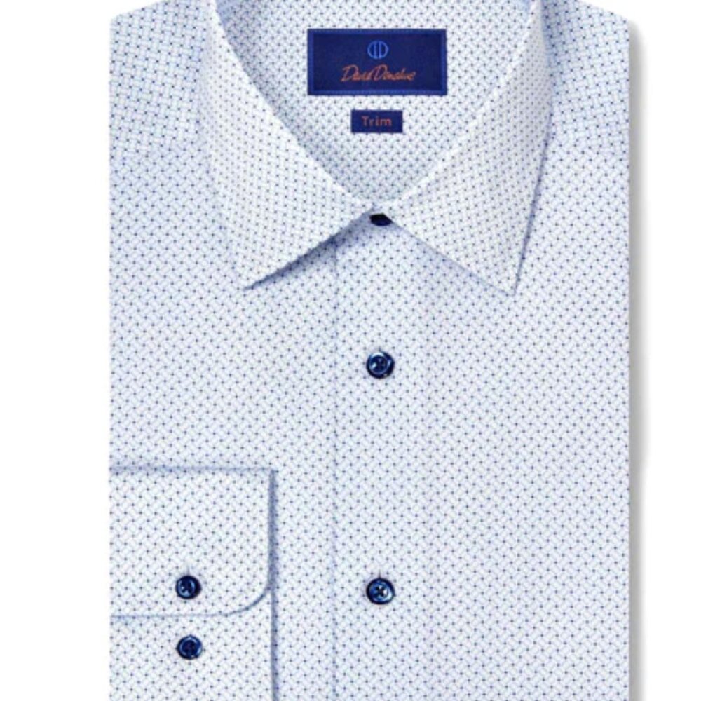 David Donahue Dress Shirt Button Down 15.5-34/35 Blue